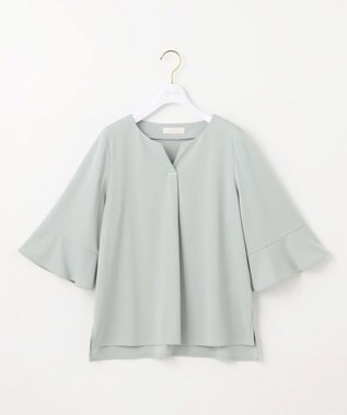 ANY SIS 【接触冷感・吸水速乾・UVケア】エアリードレープスムース 七分袖 ブラウス ミント