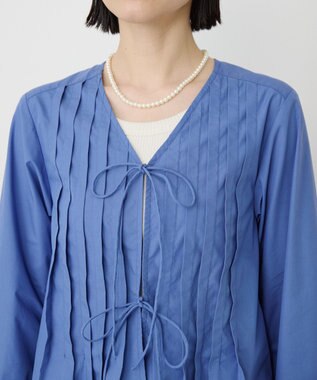 AMERICAN HOLIC 【イージーケア】ピンタックブラウス Blue