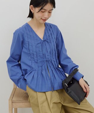 AMERICAN HOLIC 【イージーケア】ピンタックブラウス Blue