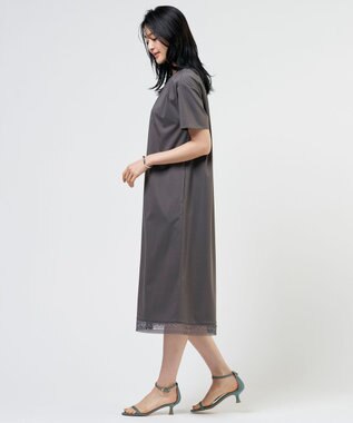 J.PRESS LADIES L 【WEB限定】プレーティングジャージー ワンピース スレート系
