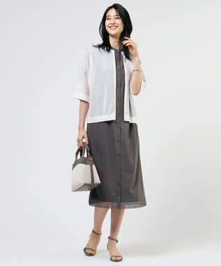 J.PRESS LADIES L 【WEB限定】プレーティングジャージー ワンピース スレート系