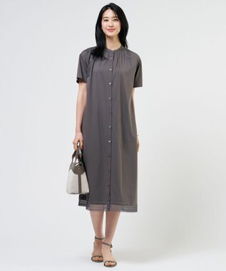 J.PRESS LADIES L 【WEB限定】プレーティングジャージー ワンピース スレート系