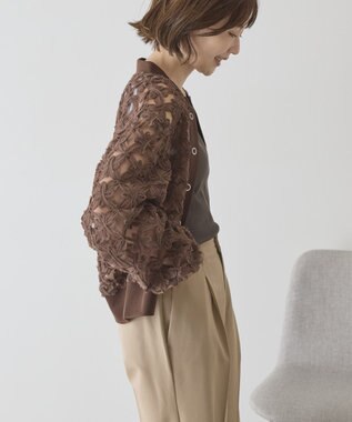 AMERICAN HOLIC アートレースカーディガン Brown
