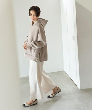 UNFILO L 【洗える】ダブルフェイス サイドZIPフーディ グレージュ