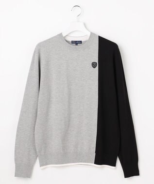 23区GOLF 【MEN】カラーブロックニット ライトグレー系