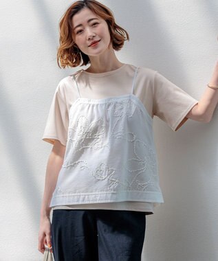 23区 【先行予約】シアーエンブロイダリー キャミソール コンビ Tシャツ