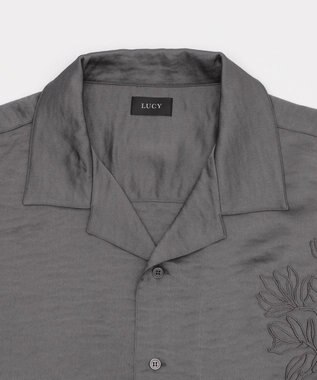 WEGO サテン刺繍シャツ（SS） ダークグレー