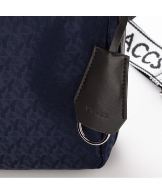 Y'SACCS モノグラム×リサイクルレザー スクエアショルダー ネイビー