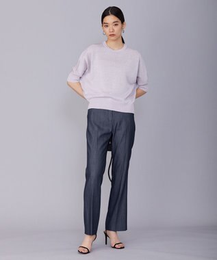 ICB L 【洗える】リアクティブソフトデニム　セミフレアパンツ インディゴ系