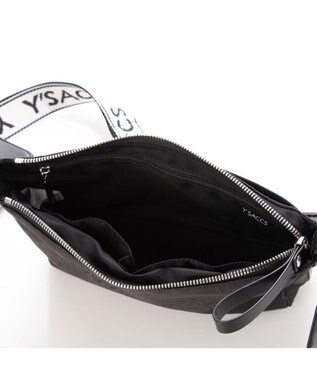 Y'SACCS モノグラム×リサイクルレザー スクエアショルダー ブラック