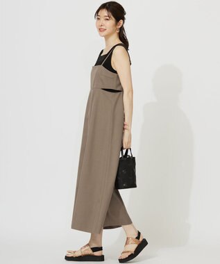 ANY SIS S 【洗える】シアーコンビスクエアネック タンクトップ ブラック