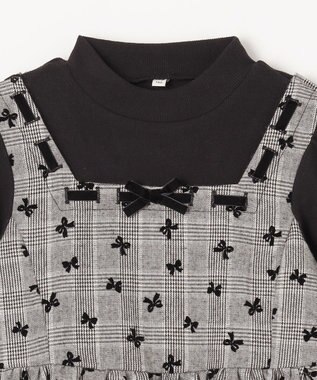 ANY KIDS チェック柄 ドッキング ワンピース ブラック