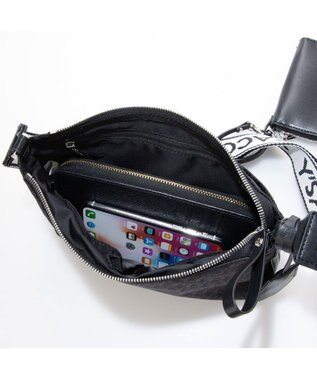 Y'SACCS モノグラム×リサイクルレザー スクエアショルダー ブラック