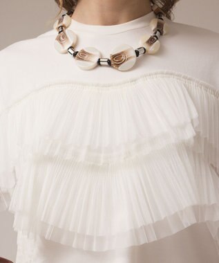 GRACE CONTINENTAL プリーツチュールカットトップ ホワイト