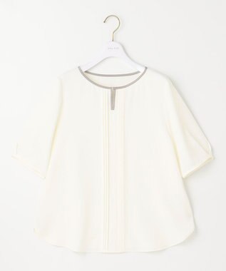 ANY SIS S 【洗える】フロントタックバイカラー ブラウス オフ×ライトベージュ