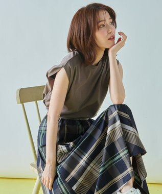 ANY L 【洗濯機可能/ウエストゴム】ビックチェックマーメイドスカート ネイビーベースチェック