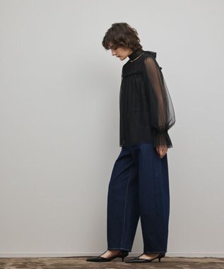 GRACE CONTINENTAL チュールタイブラウス ブラック