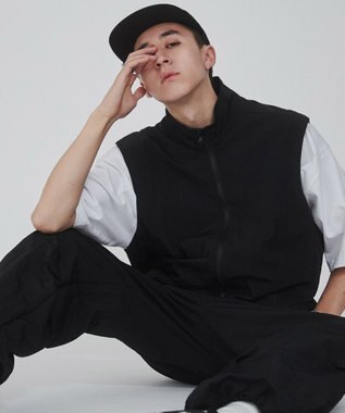 WEGO 【ウエストゴム/撥水/洗濯機可】ナイロンイージーパンツ ブラック