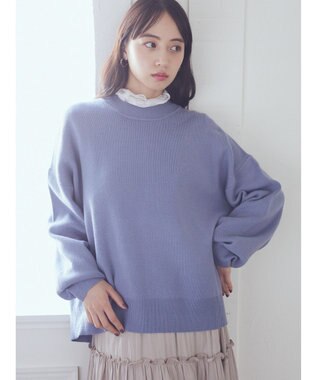 earth music&ecology アンチピリングバックスリットプルオーバー Blue