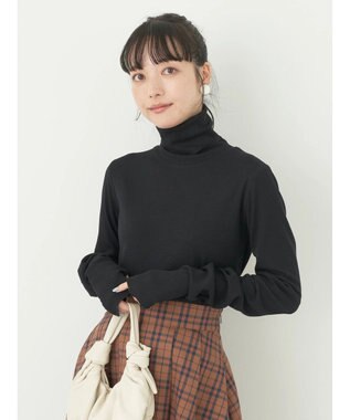 earth music&ecology ＴＲウールブレンドタートルネックプルオーバー Black