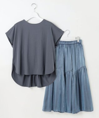 Feroux 【ONWARD CROSSET MAG掲載・セットアイテム】バックギャザーシャイニーセット ワンピース ネイビー系