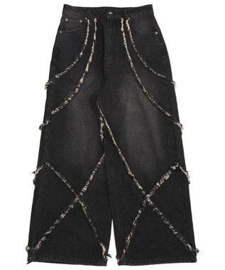 WEGO 【ユニセックス着用ITEM】フリンジデニムパンツ 柄2