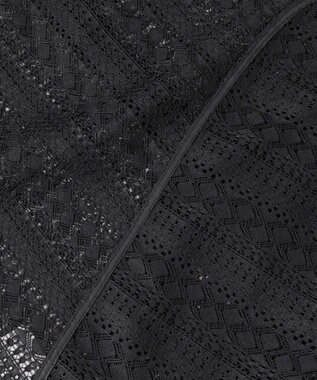 ICB 【洗える】 ストライプラッセルレース シャツ ブラック系