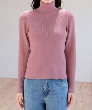 Tiaclasse L 【新色追加・洗える】リブタートルニット ピンク