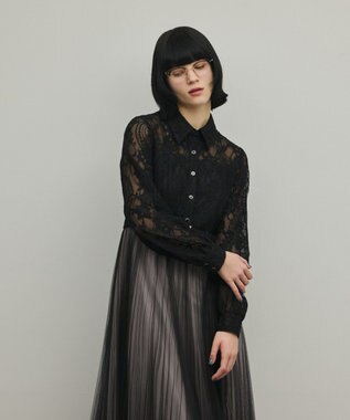 GRACE CONTINENTAL コードレースプリーツワンピース ブラック