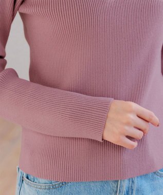 Tiaclasse L 【新色追加・洗える】リブタートルニット ピンク