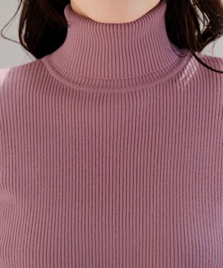 Tiaclasse L 【新色追加・洗える】リブタートルニット ピンク