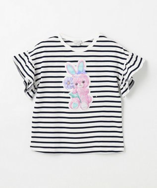 ANY KIDS ウサギ ボーダー Tシャツ ネイビー系