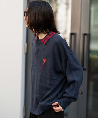 WEGO ラインポロニットプルオーバー ネイビー