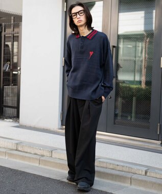 WEGO ラインポロニットプルオーバー ネイビー