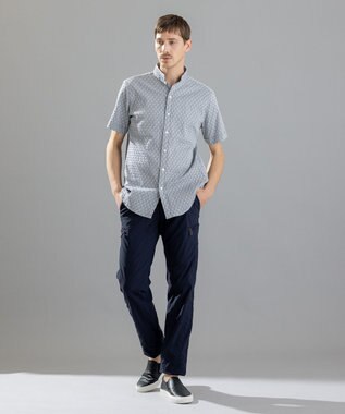 JOSEPH HOMME シガーカッタージャガード　ウイングカラー半袖シャツ ライトグレー系