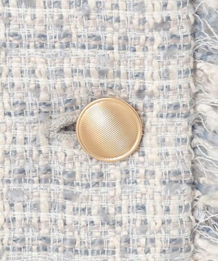 ANY SIS L ツイードノーカラーミドル ジャケット グレーミックス