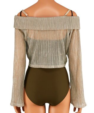 San-ai Resort（三愛水着楽園） オフショルダートップス付き3点セット水着　9M　【San-ai Resort（サンアイリゾート）】 ブラウン