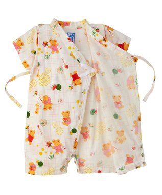 MIKI HOUSE HOT BISCUITS 【ミキハウス】【60-80cm】ミキハウスベア 甚平オール 白