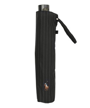 MOONBAT POLO RALPH LAUREN 折りたたみ傘 メンズ ストライプ ワンポイント刺繍 大きめ60cm ブラック