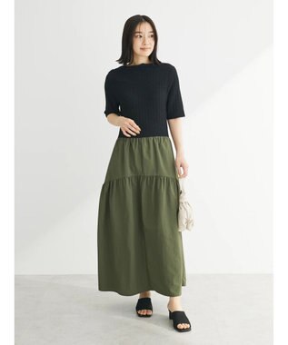 Green Parks しぼドッキングワンピース Khaki