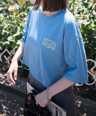 WEGO イラストモチーフグラフィックショートT サックス