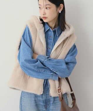 AMERICAN HOLIC フードファーベスト Light Beige