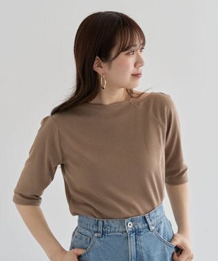 Green Parks ５分袖テレコリブプルオーバー Brown