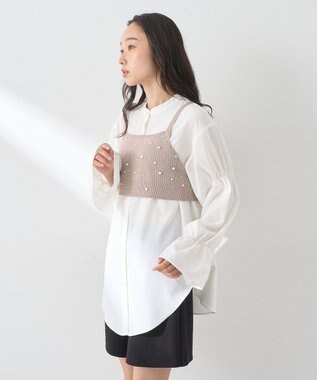 earth music&ecology ＳＥＴ２点パールビスチェ＋シャツ Beige