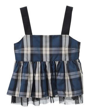 Green Parks ・ＳＵＧＡＲ　ＳＰＯＯＮ　チェックペプラムビスチェ Blue