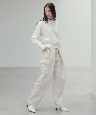 BEIGE， 【洗える】MYRTLE / チュールレイヤードクルーネックトップス Ecru