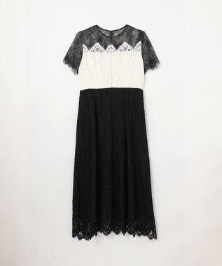 GRACE CONTINENTAL レース切替フレアドレス ブラック