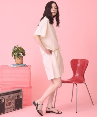 AMERICAN HOLIC 【PENNEY'S】配色ポロ+ショートパンツ Ivory