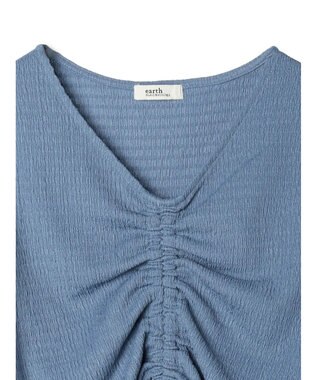 earth music&ecology ポコポコギャザードロストプルオーバー Grayish Blue