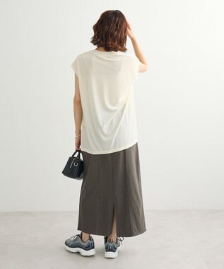 Green Parks ドロストイージーウエスト裏毛Ｉラインスカート Khaki